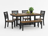 Quinn Light Brown/Light Gray 7-Piece 84" Extendable Dining Set from Homelegance - Luna Furniture