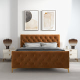 Bailey Cognac Velvet Queen Bed from Midinmod - Luna Furniture