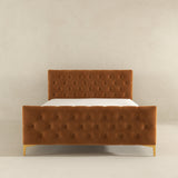Bailey Cognac Velvet Queen Bed from Midinmod - Luna Furniture