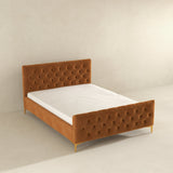 Bailey Cognac Velvet Queen Bed from Midinmod - Luna Furniture