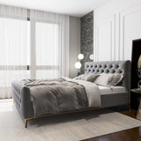 Bailey Dark Grey Velvet King Bed from Ashcroft Furniture - Luna Furniture