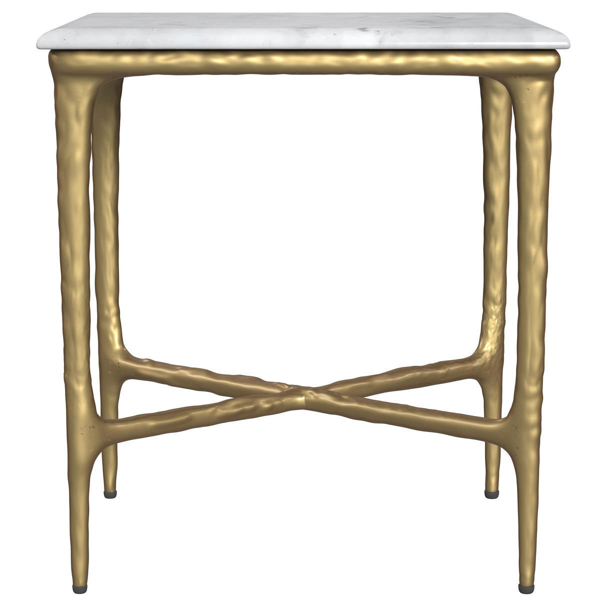 Baldwin White and Gold Rectangular Marble Top Side Table from Coaster - Luna Furniture