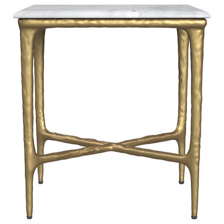 Baldwin White and Gold Rectangular Marble Top Side Table from Coaster - Luna Furniture