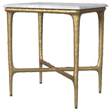 Baldwin White and Gold Rectangular Marble Top Side Table from Coaster - Luna Furniture