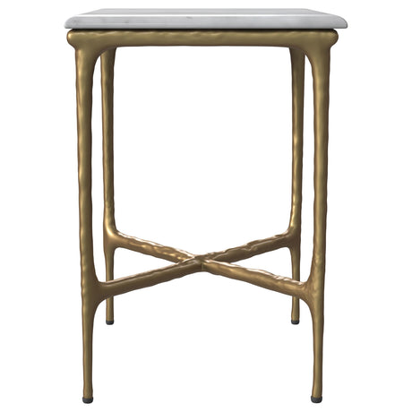 Baldwin White and Gold Rectangular Marble Top Side Table from Coaster - Luna Furniture