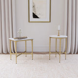 Baldwin White and Gold Rectangular Marble Top Side Table from Coaster - Luna Furniture
