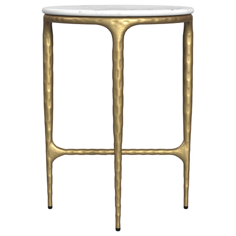 Baldwin White and Gold Round Marble Top Side Table from Coaster - Luna Furniture