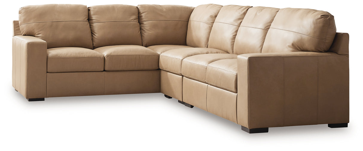 Bandon Toffee Leather 3-Piece LAF Sectional from Ashley - Luna Furniture