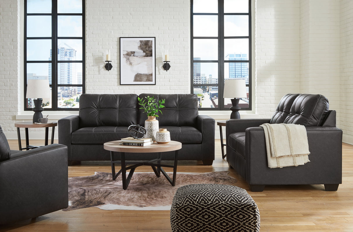 Barlin Mills Sofa, Loveseat and Recliner in Carbon from Ashley - Luna Furniture