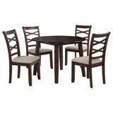 Barton Dark Brown 5-Piece Round Wood Dining Set from Coaster - Luna Furniture