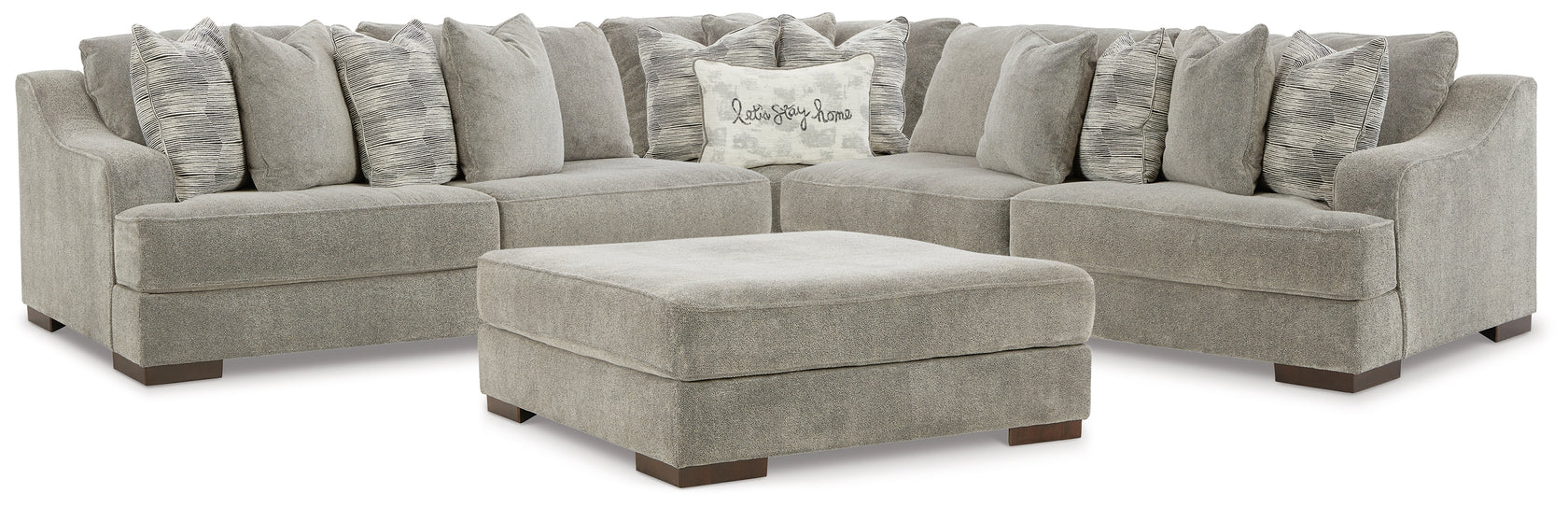 Bayless Smoke 3-Piece Sectional with Ottoman from Ashley - Luna Furniture
