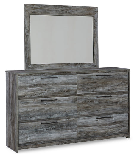 Baystorm Full Panel Headboard with Mirrored Dresser and Nightstand in Gray from Ashley - Luna Furniture