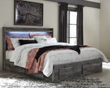 Baystorm Gray King Panel Bed with Storage, Dresser, Mirror and 2 Nightstands from Ashley - Luna Furniture