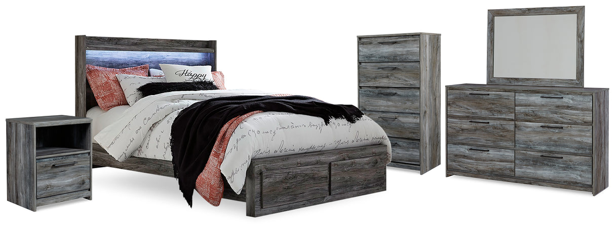 Baystorm Gray Queen Panel Storage Bed, Dresser, Mirror, Chest and 2 Nightstands from Ashley - Luna Furniture