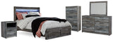 Baystorm Gray Queen Panel Storage Bed, Dresser, Mirror, Chest and 2 Nightstands from Ashley - Luna Furniture