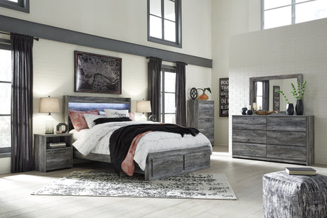 Baystorm Gray Queen Panel Storage Bed, Dresser, Mirror, Chest and 2 Nightstands from Ashley - Luna Furniture
