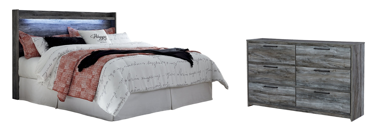 Baystorm King Panel Headboard Bed with Dresser in Gray from Ashley - Luna Furniture