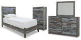 Baystorm Twin Panel Bed, Dresser, Mirror and Chest from Ashley Furniture - Luna Furniture