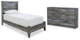 Baystorm Twin Panel Bed with Dresser in Gray from Ashley - Luna Furniture