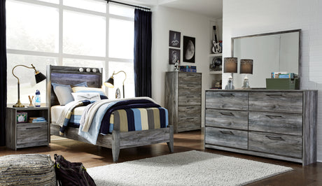 Baystorm Twin Panel Bed with Dresser in Gray from Ashley - Luna Furniture
