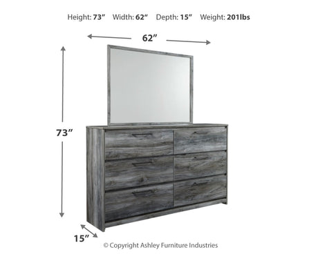 Baystorm Twin Panel Headboard with Mirrored Dresser and Nightstand in Gray from Ashley - Luna Furniture