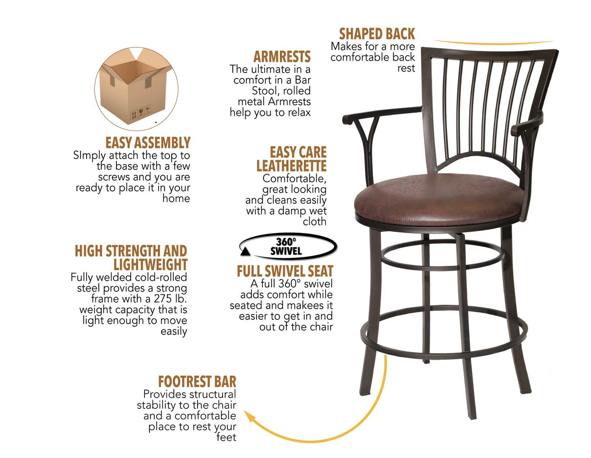 Bayview 30″ Bar Stool, Swivel from Steve Silver - Luna Furniture