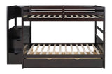 Starex Brown Full Bunk Bed with Twin Trundle and Staircase Storage from Happy Homes - Luna Furniture
