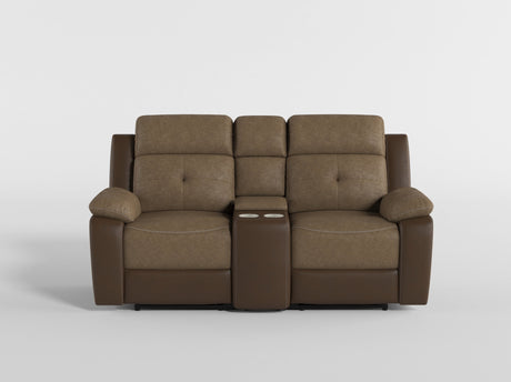 Glendale Brown Microfiber Double Glider Reclining Loveseat with Center Console from Homelegance - Luna Furniture