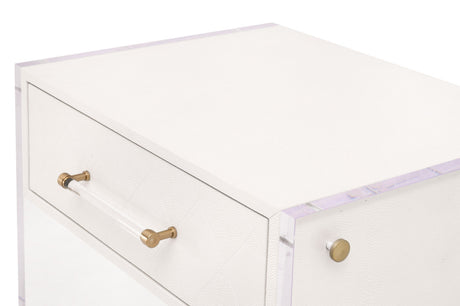 Sonia Shagreen 1-Drawer Nightstand in Pearl Shagreen, Lucite, Brushed Brass from Essentials For Living - Luna Furniture