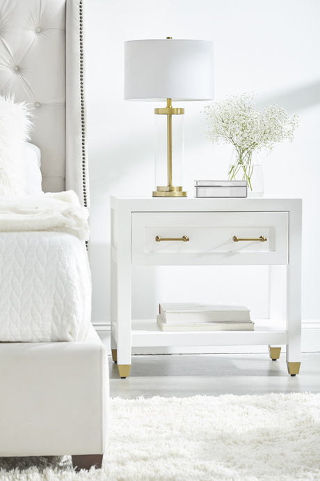 Stella 1-Drawer Nightstand in Matte White from Essentials For Living - Luna Furniture