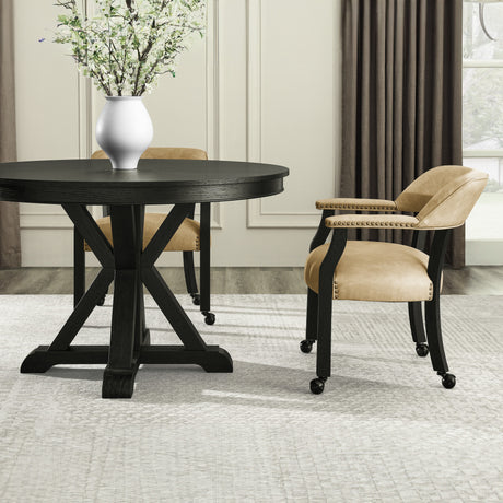 Rylie Black 48" Round Dining Table from Steve Silver - Luna Furniture