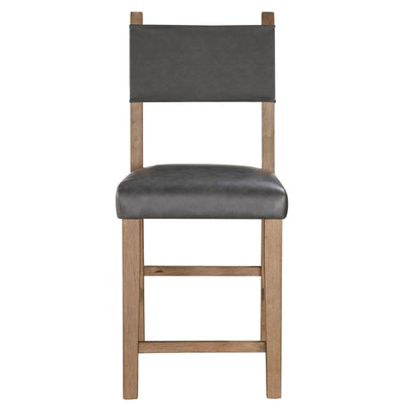 Aubrey 24″ Driftwood Counter Chair with Gray Vegan Leather from Steve Silver - Luna Furniture