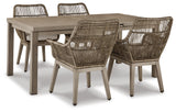 Beach Front Outdoor Dining Table and 4 Chairs in Beige from Ashley - Luna Furniture