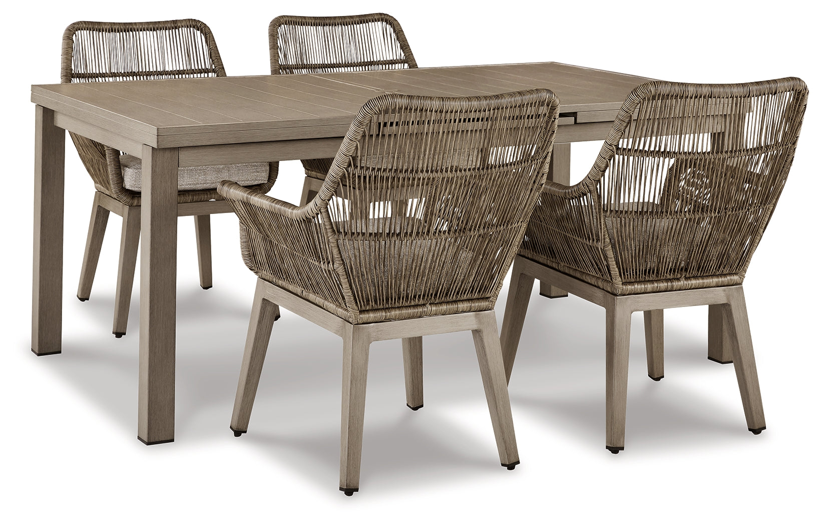 Beach Front Outdoor Dining Table and 4 Chairs in Beige from Ashley - Luna Furniture
