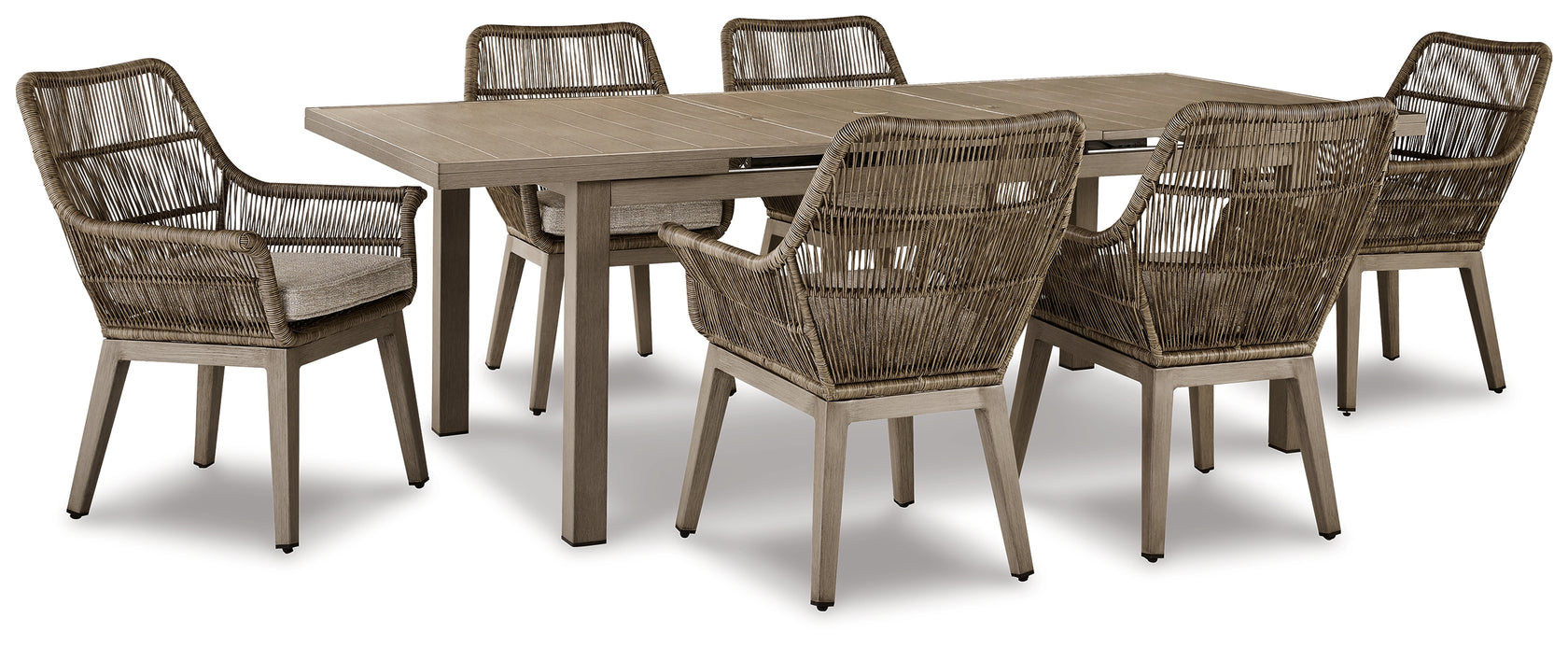 Beach Front Outdoor Dining Table and 6 Chairs in Beige from Ashley - Luna Furniture