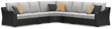 Beachcroft Black/Light Gray 5-Piece Outdoor Sectional from Ashley - Luna Furniture