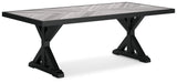 Beachcroft Black/Light Gray Outdoor Dining Table, 4 Chairs and Bench - P792P4