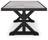 Beachcroft Black/Light Gray Outdoor Dining Table, 4 Chairs and Bench - P792P4