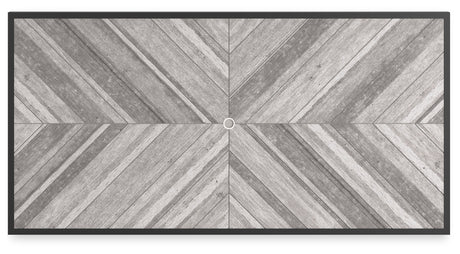 Beachcroft Black/Light Gray Outdoor Dining Table, 4 Chairs and Bench - P792P4