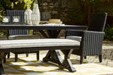 Beachcroft Black/Light Gray Outdoor Dining Table, 4 Chairs and Bench - P792P4