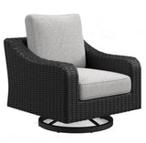 Beachcroft Outdoor Sofa and 2 Chairs with Coffee Table in Black/Light Gray from Ashley - Luna Furniture
