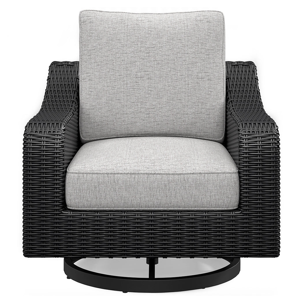 Beachcroft Outdoor Sofa with 2 Lounge Chairs in Black/Light Gray from Ashley - Luna Furniture