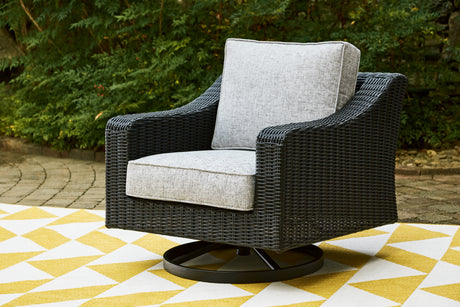 Beachcroft Outdoor Sofa with 2 Lounge Chairs in Black/Light Gray from Ashley - Luna Furniture