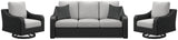 Beachcroft Outdoor Sofa with 2 Lounge Chairs in Black/Light Gray from Ashley - Luna Furniture