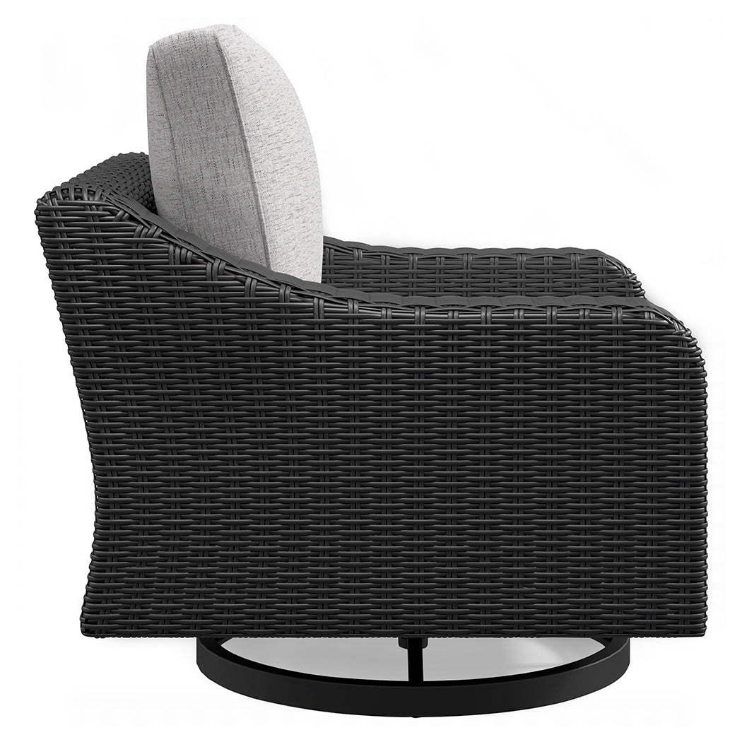 Beachcroft Outdoor Sofa with 2 Lounge Chairs in Black/Light Gray from Ashley - Luna Furniture