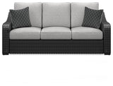 Beachcroft Outdoor Sofa with 2 Lounge Chairs in Black/Light Gray from Ashley - Luna Furniture