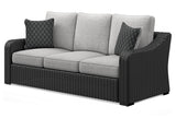 Beachcroft Black/Light Gray Outdoor Sofa with 2 Lounge Chairs from Ashley - Luna Furniture