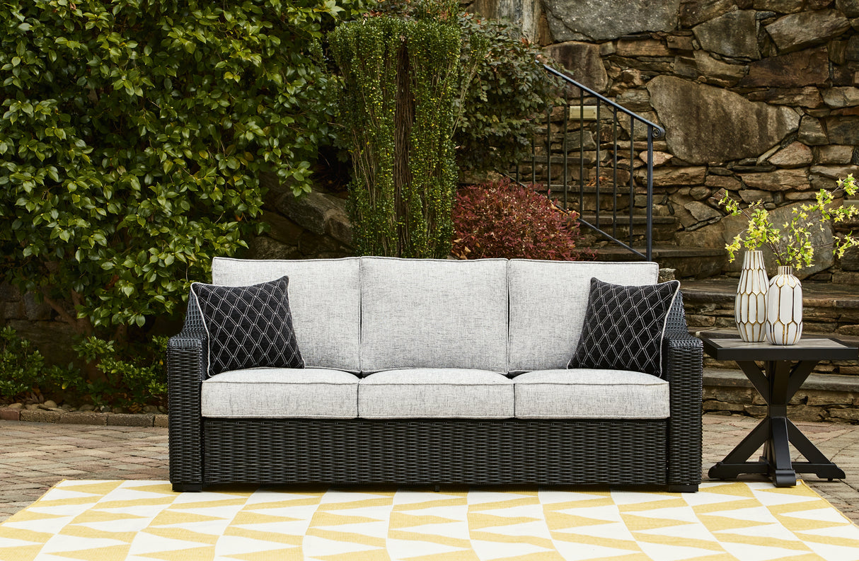 Beachcroft Black/Light Gray Outdoor Sofa with 2 Lounge Chairs from Ashley - Luna Furniture