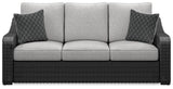 Beachcroft Black/Light Gray Outdoor Sofa with 2 Lounge Chairs from Ashley - Luna Furniture