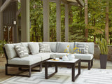 Beachloft 5-Piece Outdoor Sectional with Ottoman in Black/Gray from Ashley - Luna Furniture